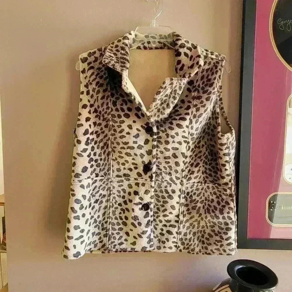 Reversible DRAPERS & DAMONS Women's Vest Animal Print/Tan Sleeveless SZ PM - Picture 1 of 10